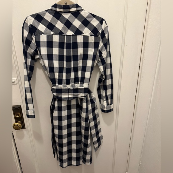 JCrew Navy & White Gingham Plaid Shirt Dress (Women’s Size 4) - Picture 2 of 6